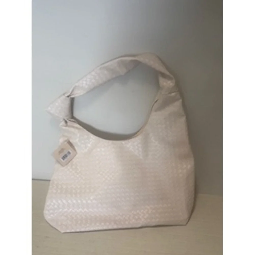 Ulta Cream Woven Pattern Hobo Shoulder Bag Tote NWT